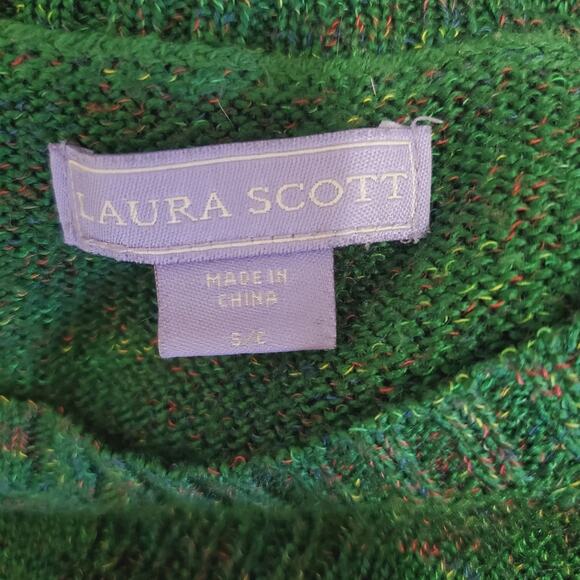 Karen Scott | Pretty Green Speckled Cable Knit Stretch Sweater - Picture 4 of 6